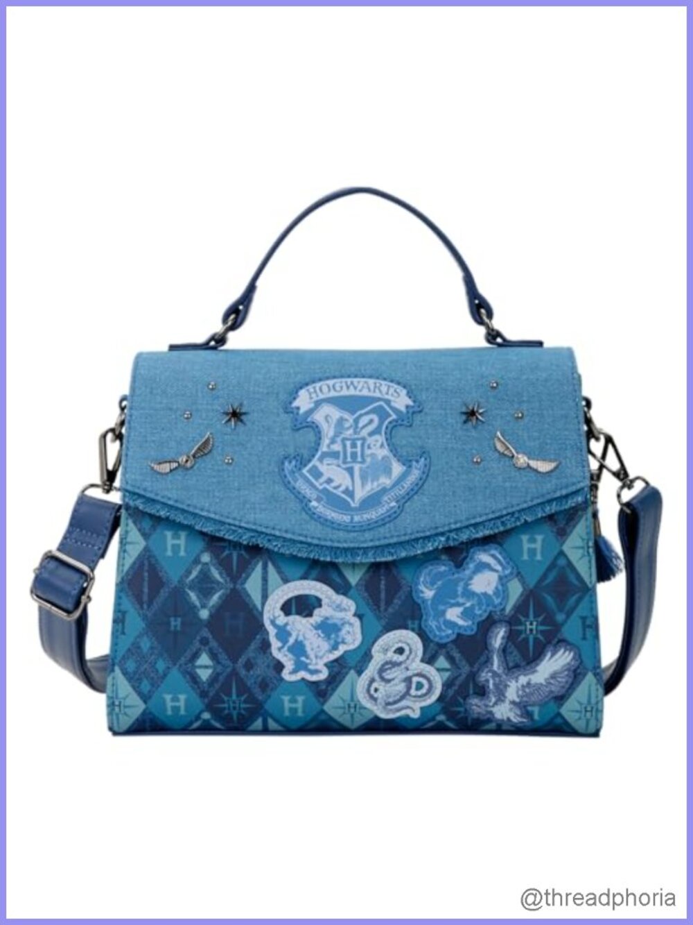 Loungefly Warner Bros Harry Potter Denim Crossbody Bag Faux Leather